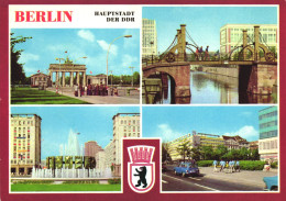 BERLIN, MULTIPLE VIEWS, ARCHITECTURE, FLAG, FOUNTAIN, EMBLEM, BRIDGE, CARS, GERMANY, POSTCARD - Autres & Non Classés
