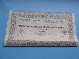 PARIS CARLTON = HOTEL (1920) - Altri & Non Classificati