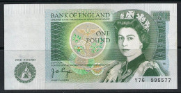 Great Britain Bank Of England 1 Pound Banknote P-377a Serial Number 995577 J. B. Page 1978-1984 AUNC - 1 Pound