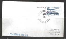 1981 Paquebot Cover, Norway Stamp Used In New Orleans, Louisiana - Cartas & Documentos