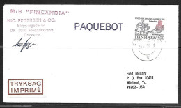1986 Paquebot Cover, Denmark Stamp Used In Rotterdam, Netherlands - Brieven En Documenten