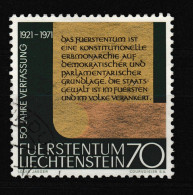 Liechtenstein 1971 50th Anniversary Of The Constitution 70R Used - Gebruikt
