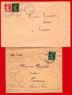 2 Lettres Affranchies Avec Des Semeuses. N° 135 Et 137 C. à Date Cuiseaux 1917 Et Lons Le Saunier 1916. - Cartas & Documentos