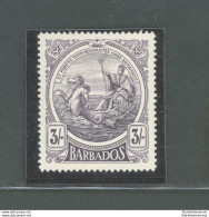 1916-19 BARBADOS, Stanley Gibbons N. 191, 3 Scellini Deep Violet - MNH** - Andere & Zonder Classificatie