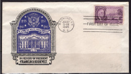 1945 Staehle First Day Cover  3 Cents Roosevelt - 1941-1950