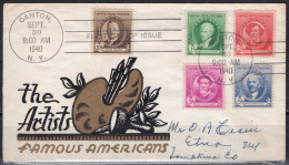 1940 Staehle First Day Cover - Famous Americans, Artists, 5 Stamps - 1941-1950