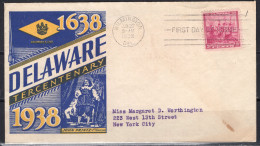 1938 Staehle First Day Cover - Delaware Statehood - 1851-1940