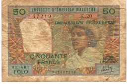 MADAGASCAR P61 50 FRANCS 1969 Signature 3   FINE - Madagaskar