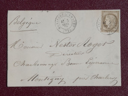 FRANCE LETTRE 1876 MONFORT LAMAURY A MONSIGNY BELGIQUE +C. BLEU + CERES 30C N°56  + AFF. INTERESSANT. DP8 - 1849-1876: Klassik