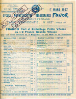 FACTURE..63.CLERMONT FERRAND.CYCLES.MOTOCYCLETTES.VÉLOCIMANES " FAVOR " TARIF 1927. - Other & Unclassified