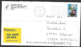 1998 60c Rickenbacker, Charlotte NC To Czech Republic (10 Mar 1998) - Covers & Documents