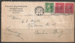1927 1c & Two 2c Washington, Grand Cent. Sta. 6 NY, Berlin Germany Corner Card - Lettres & Documents