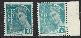 FRANCE N° 538 50C BLEU CLAIR TYPE MERCURE 2 NUAUNCES  NEUF SANS CHARNIERE - Unused Stamps