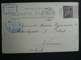 FRANCE CARTE BIJOUTERIE RR 1899 PARIS A VIENNE AUTRICHE +SAGE 10C BORD DE FEUILLE + AFF. INTERESSANT. DP8 - 1877-1920: Semi-Moderne