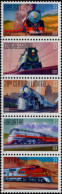 1998 32 Cents All Aboard, Trains, Strip Of 5, MNH - Unused Stamps