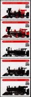 1994 29 Cents Steam Locomotives, Booklet Pane Of 5, MNH - Nuevos