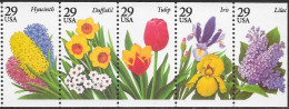 1993 29 Cents Garden Flowers, Booklet Pane Of 5, MNH - Nuevos