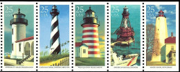 1990 25 Cents Lighthouses, Booklet Pane Of 5, MNH - Unused Stamps
