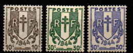 FRANCE    -   1945 .  Y&T N° 670 - 671 - 673  *.  Chaines  Brisées - Unused Stamps
