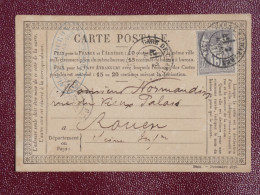 FRANCE CARTE  1877 CHARTRES A ROUEN  +SAGE 15C+ AFF. INTERESSANT. DP8 - 1877-1920: Semi Modern Period