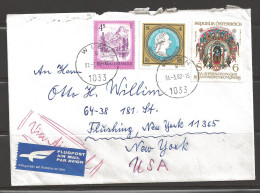 1982 Wien (31.3.82) To NY, Toleranzedirt Stamp - Storia Postale