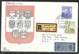 1960  Registered Solbad Hall (1.2.60) To USA - Covers & Documents