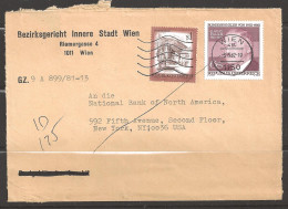 1982 Wien (3.5.82) To NY, Julias Raab 6S Stamp - Storia Postale
