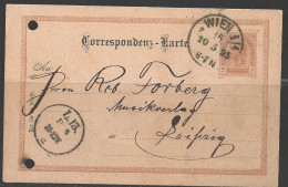 1895 Postal Card, Wein, 10-5-95 To Leipzig - Covers & Documents