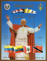 Paraguay 1985, Visit Pope J. Paul II, Flags, Block - Paraguay