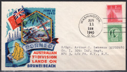 1945 Staehle Cover - World War II, Australians Land In Borneo, Jun 11 - Cartas & Documentos