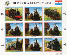 Paraguay 1986, Locomotives, Sheetlet - Eisenbahnen