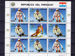 Paraguay 1988, Olympic Game In Calgary, Skiing, Sheetlet - Skiing