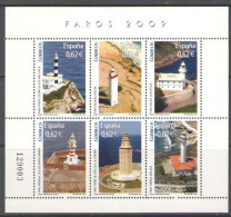 Spain Espagne Spanien 2009 Lighthouses Set Of 6 Stamps In Block MNH - Leuchttürme