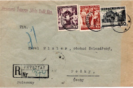 79004 - Polen - 1939 - 50gr Krakow MiF A R-Bf (u Reduz) FRYSZTAT -> Tschechoslowakei, M Poln Devisenkontrolle Rs - Lettres & Documents