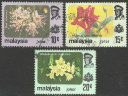 Johore (Malaysia). 1979 Flowers. 10c, 48c, 20c Used. SG 191, 192, 193. M5097 - Malesia (1964-...)