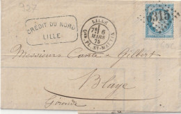 G C  6315        /  N° 60 C    LILLE   PL.  ST  MARTIN       POUR    BLAYE   GIRONDE - 1849-1876: Période Classique