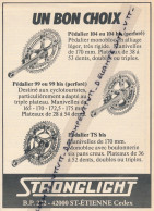Ancienne Publicité (1980) : STRONGLIGHT, Pédalier 104 Ou 104 Bis Perforé, Pédalier 99 Ou 99 Bis Perforé, Pédalier TS Bis - Publicidad