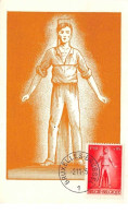 1945 - Carte Maximum - N°151313 - Belgique - Homme Attaché à Un Poteau - Fond Orange - Cachet - Bruxelles - Other & Unclassified