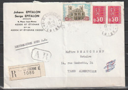Lettre Recommandée Ar -19/06/1974 St Etienne (Loire) -->Alberville (Savoie) Tp Yv:1713 -1664c (trois Bande De Phosphore) - Cartas & Documentos