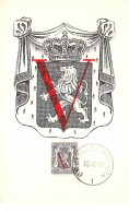 1945 - Carte Maximum - N°151300 - Belgique - V Rouge Sur Lion - Blason - Cachet - Bruxelles - Other & Unclassified