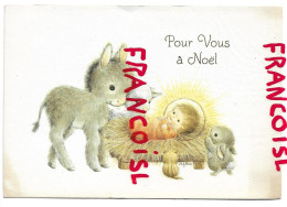 Ane, Agneau, Souris, Lapin Autour De L'Enfant Jésus:" Pour Vous à Noël " Par Sifers. Relief, - New Year