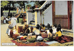 Asie . N°49602 . Birmanie.boys At Study. - Andere & Zonder Classificatie