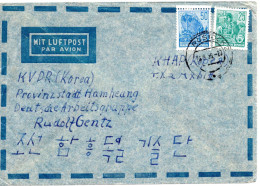 79005 - DDR - 1956 - 50Pfg Fuenfjahrplan MiF A LpBf ROSTOCK -> PHYONGYANG -> Hamheung (Nordkorea) - Cartas & Documentos