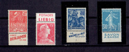 LOT TP BANDES PUB - N°257 - 272 - 192 - 1011 - ** MNH TB - Unused Stamps