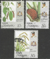 Johore (Malaysia). 1986 Agricultural Products. 10c, 20c, 30c Used. SG 205, 207, 208. M5098 - Malasia (1964-...)