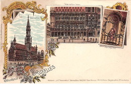 Belgique - N°72647 - Souvenir De BRUXELLES - Hôtel De Ville, Manneken Pis - Brussels (City)