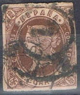 Sello 4 Cuartos 1862, Fechador Tipo II Y Rueda De Carreta 2 De BARCELONA, Num 58 º - Gebraucht
