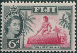 Fiji 1959 SG303 6d Carmine And Black Fijian Beating Lali QEII MNH - Fiji (1970-...)