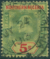 Northern Nigeria 1910 SG38 5/- Green And Red/yellow KEVII FU - Nigeria (...-1960)
