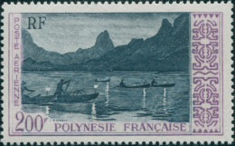 French Polynesia 1958 Sc#C27,SG16 200f Night Fishing Off Moorea MNH - Autres & Non Classés